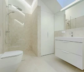 Bathroom Remodel - This bathroom and show is all white and simple